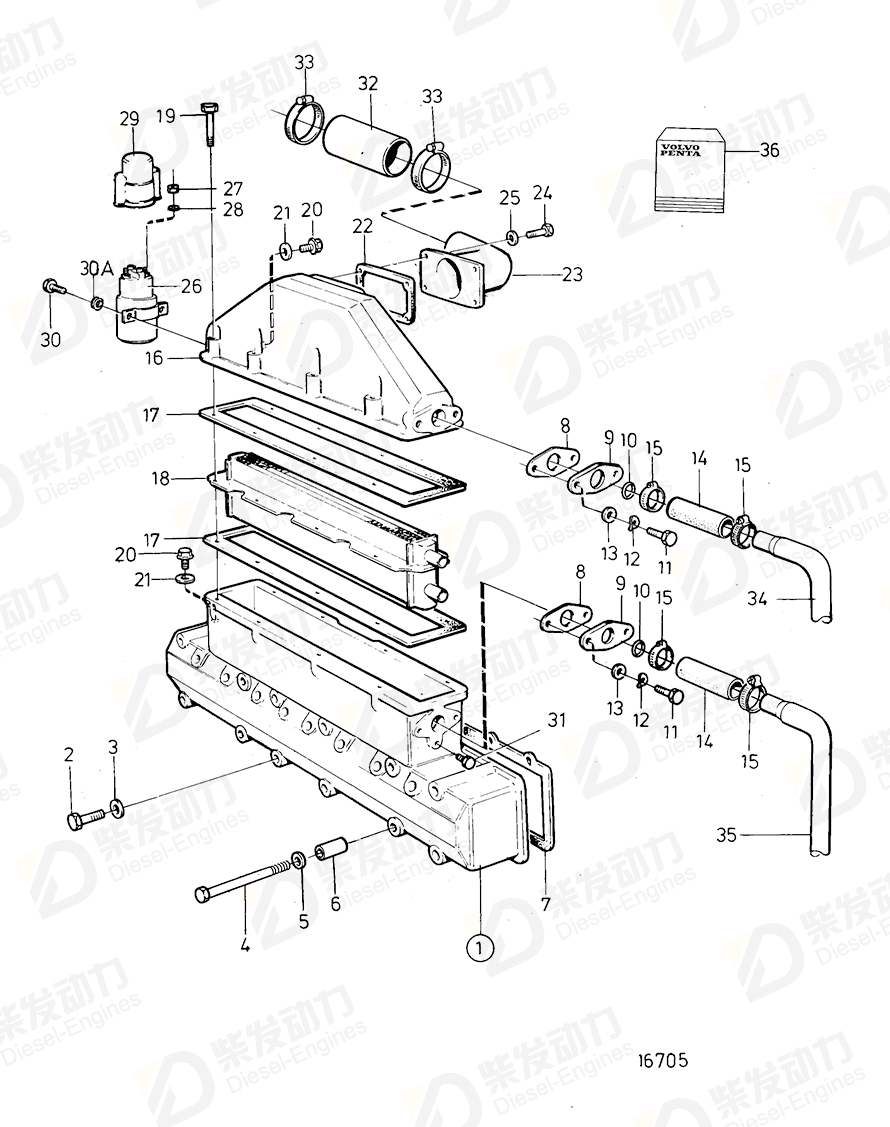 volvo penta Intake gasket 3829433 Drawing volvo penta Intake gasket 3829433 Drawing